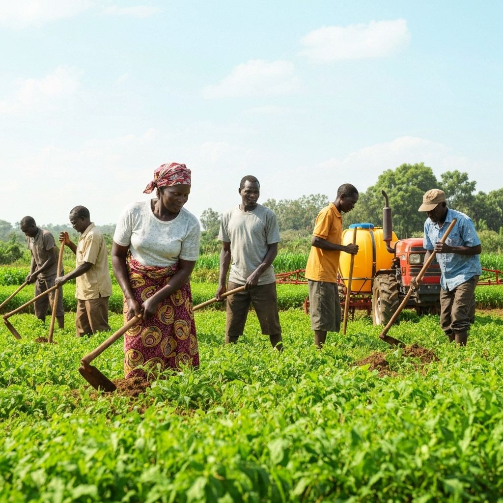 Agricultural community leaders using insights from AI training to optimize farming resource management